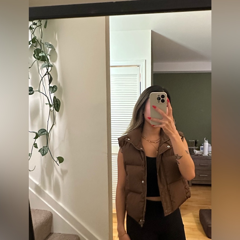 Chocolate Brown Puffer Vest - Size S